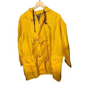 Vintage Banana Republic Yellow Hooded Rain Jacket XS Nylon & Cotton Blend